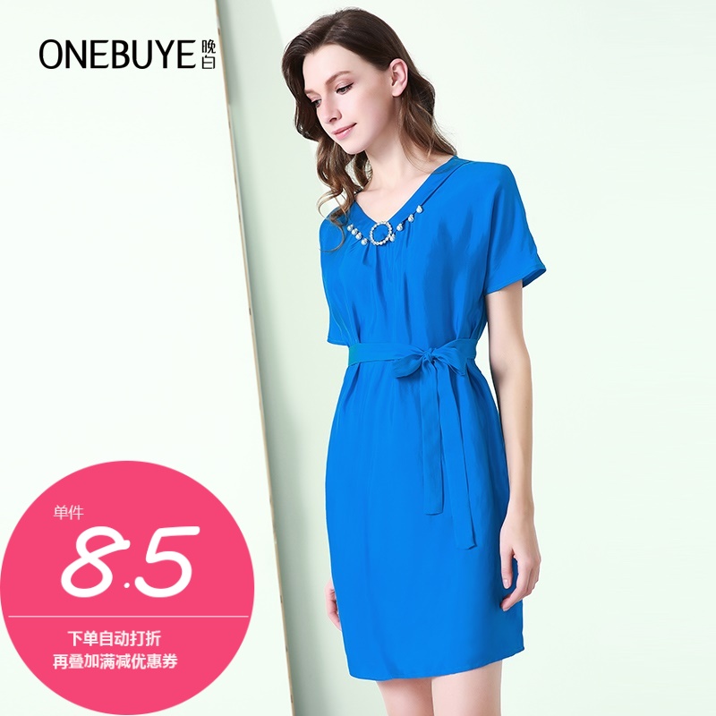 ONEBUYEÍí°× 2018Ïļ¾Ð¿îÓÅÑÅ´¿É«¶¤ÖéÁ¬ÒÂȹÊÕÑüÏÔÊÝA×ÖÅ®×°ÑÞ