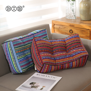 出口日本多功能办公室老粗布腰枕靠枕颈枕护腰垫午休趴睡枕居家