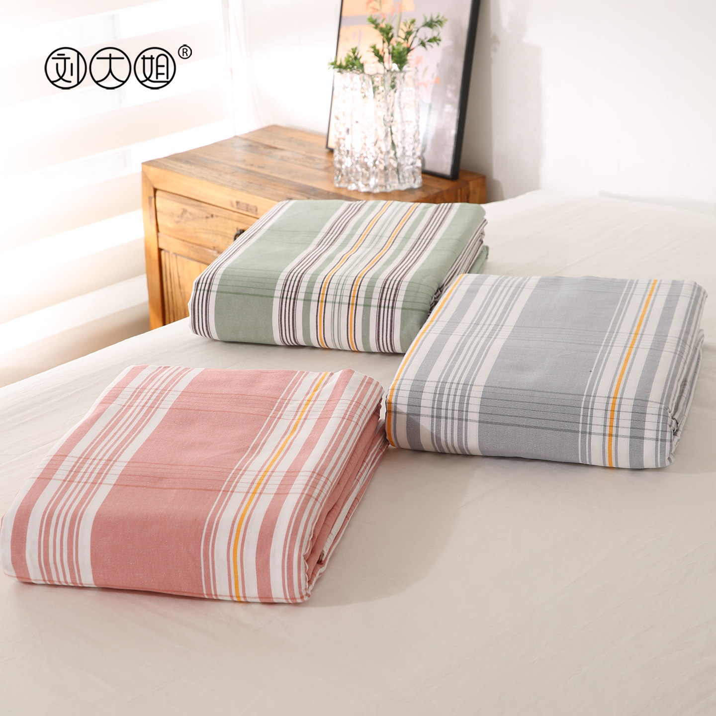 纯棉老粗布床单被套双人四件套