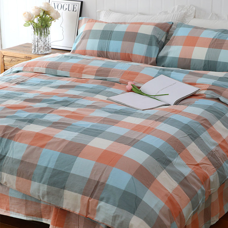 新品特惠 A类全棉色织水洗棉四件套单人双人纯棉床单被套床笠宿舍