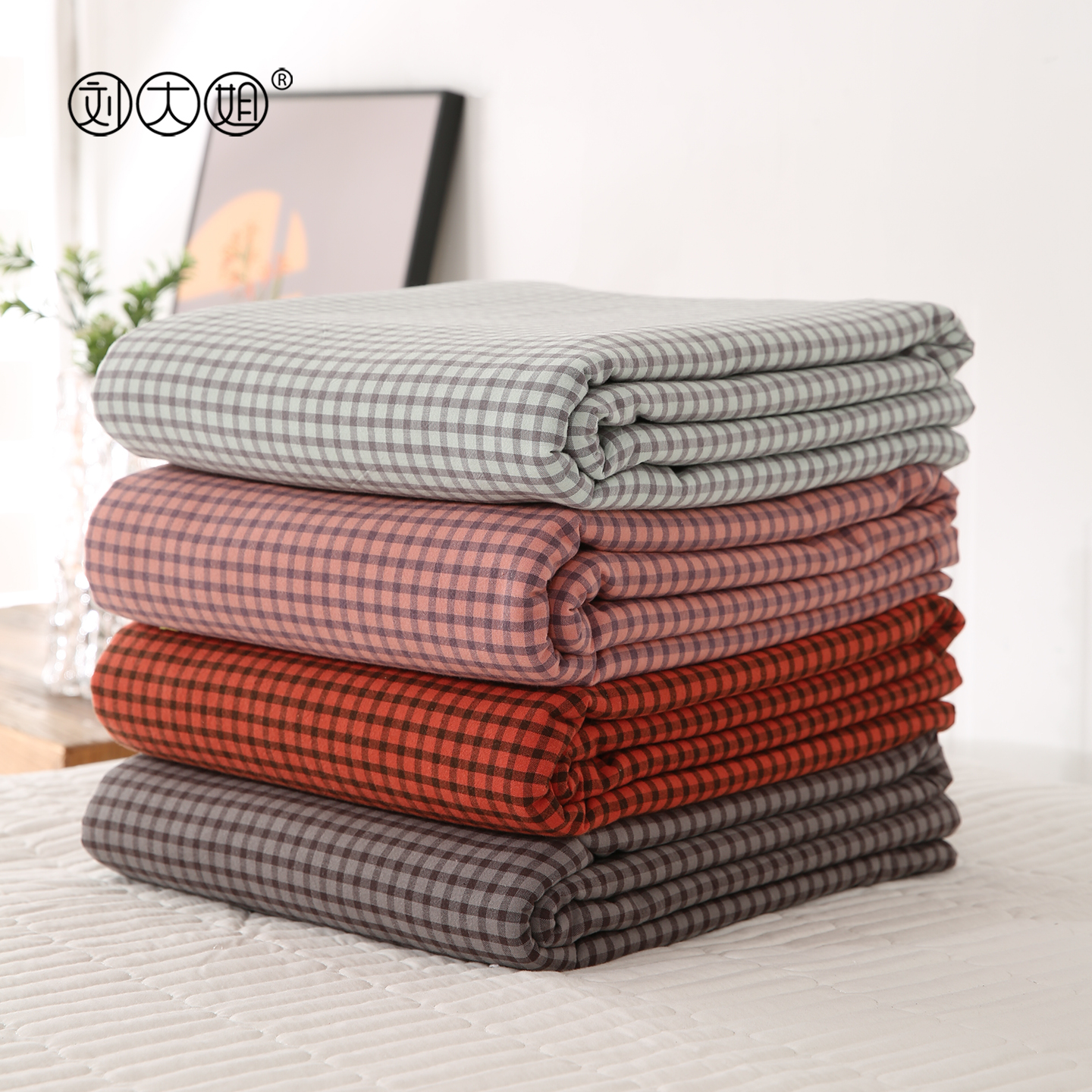 A类日系全棉水洗棉被套床单套件