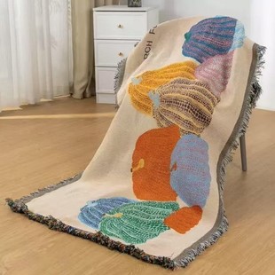 工厂直供批发复古多功能线毯沙发巾90*180提花纱布钢琴毯露营毯