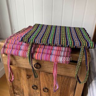 刘大姐家 新款老粗布民族风竹排垫 提花坐垫椅垫 四季可用