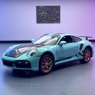 建元合金车模1:32保时倢911Turbo S回力声光玩具汽车音乐模型摆件