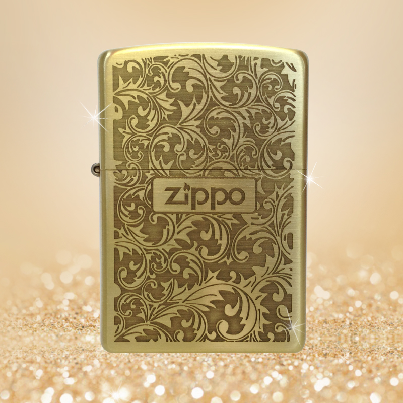 zippo打火機正版旗艦店原裝純銅限量版盔甲富貴花唐草 zppo定制男