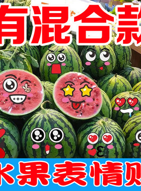 西瓜贴水果表情贴笑脸贴搞怪微笑不干胶标签贴纸新鲜通用贴标防水