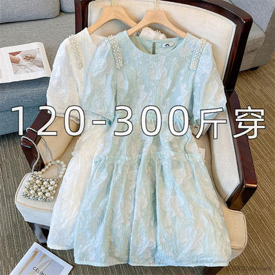 特大码夏季泡泡袖减龄娃娃连衣裙
