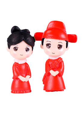 复古男女PVC公仔车载微景观摆件