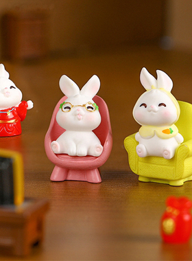 可爱兔子树脂公仔孩子过家家玩具