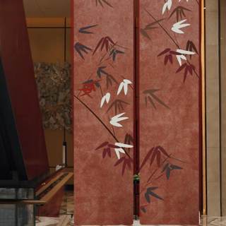 中式竹挂布条幅结婚婚房布置女方晨袍拍摄背景装饰客厅户内外彩色
