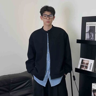 长袖 男生韩版 外套 卫衣男休闲潮流时尚 春秋韩系条纹假两件开衫