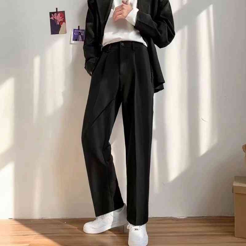 春夏男士简约小西裤男韩版潮流宽松男士直筒阔腿休闲西装长裤