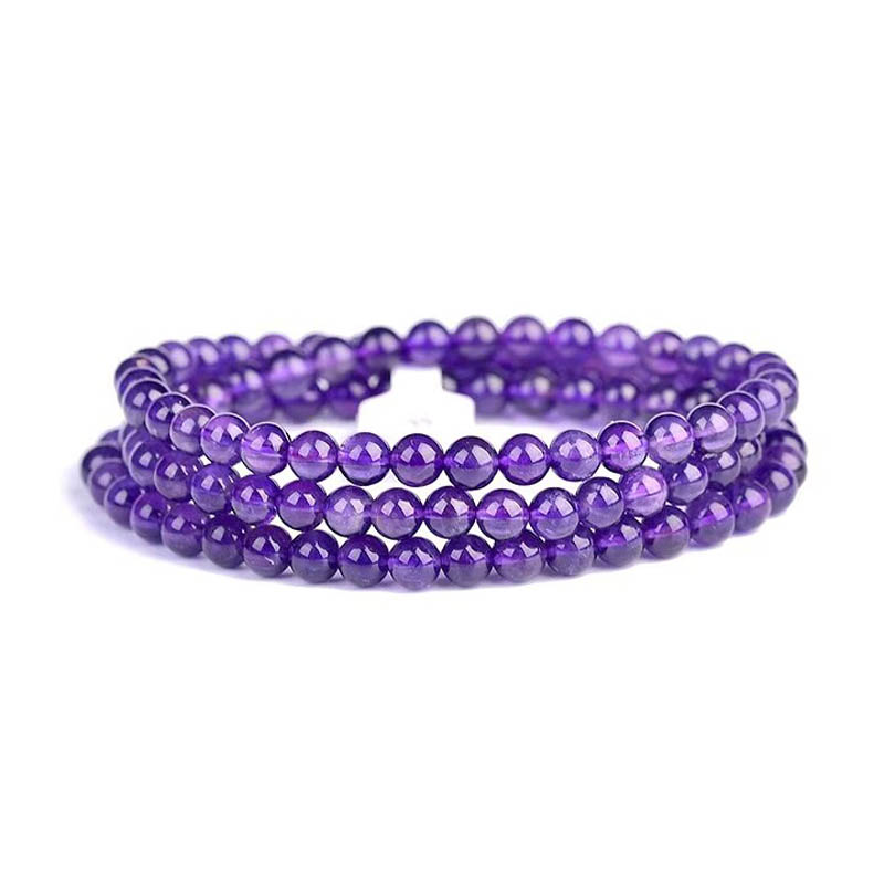 乌拉圭天然紫水晶108颗佛珠念珠多圈手链紫水晶手链招财转运手串