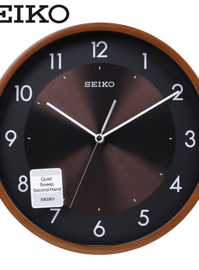 日本精工挂钟SEIKO静音扫秒12寸简约现代圆形客厅卧室壁钟QXA615