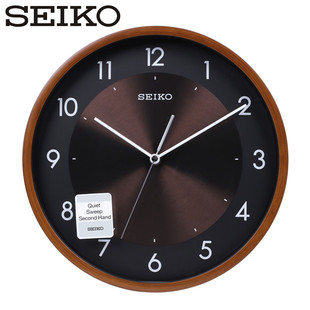日本精工挂钟SEIKO静音扫秒12寸简约现代圆形客厅卧室壁钟QXA615
