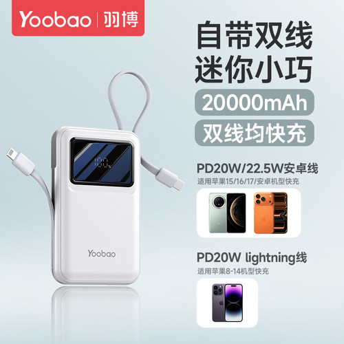 充电宝自带双线双向快充高效补能