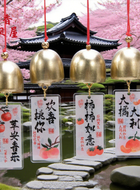 亚克力双面字牌大橘大利平安喜乐风铃diy喜庆节日配饰挂件家居装