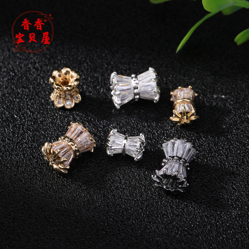 保色18K镶钻石小蛮腰隔珠配件