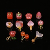 盐源玛瑙柿子平安扣吊坠 diy手工配件半透明饰品水果形状可爱猫爪