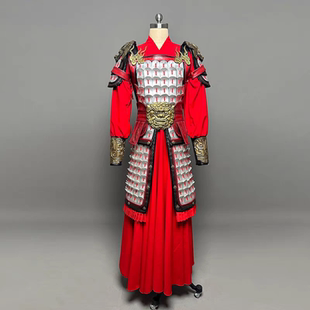 出租影视古装花木兰同款盔甲舞蹈服艺考红妆服装舞台表演服