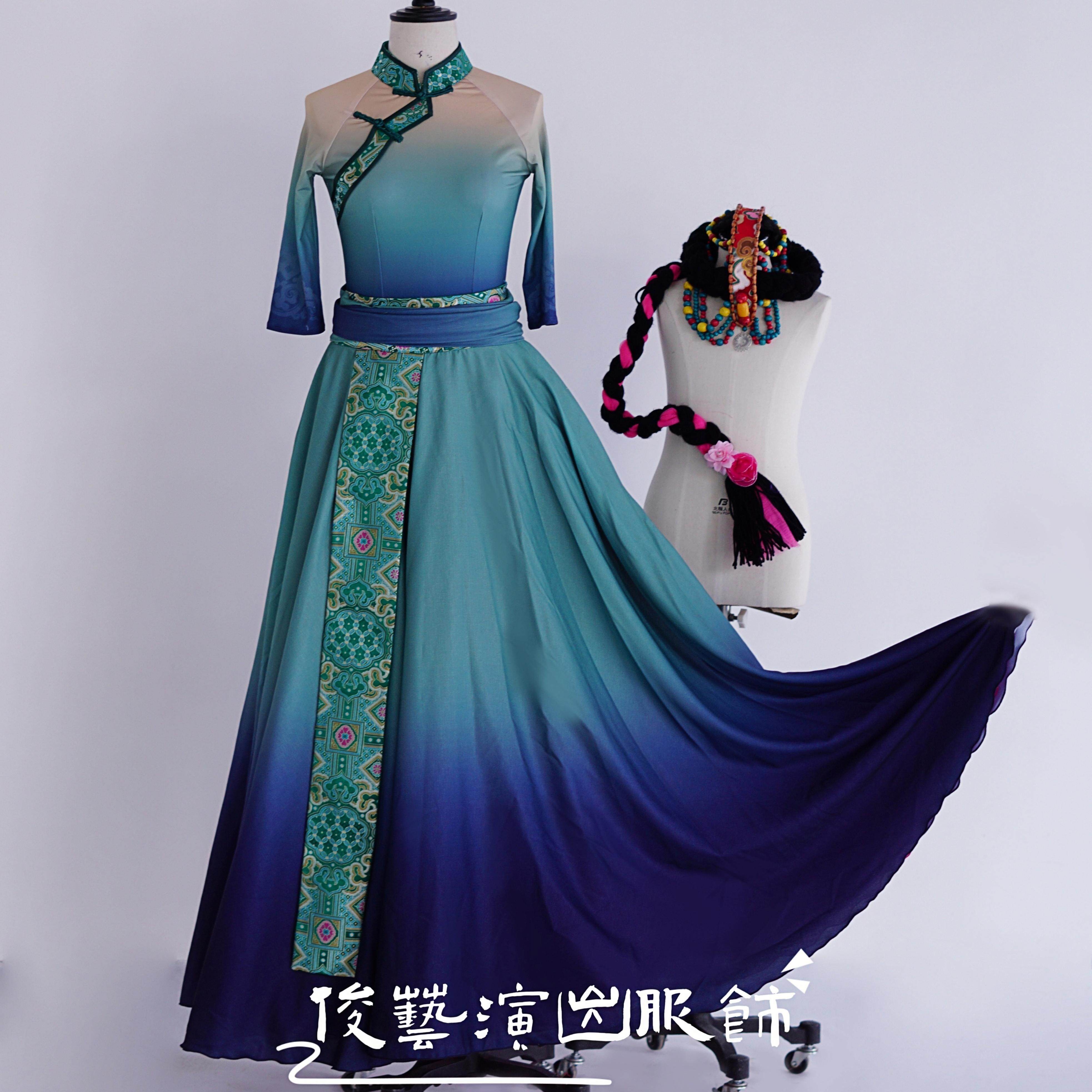出租藏族大裙摆格桑花开子群舞舞台表演服少数民族民间舞蹈演出服