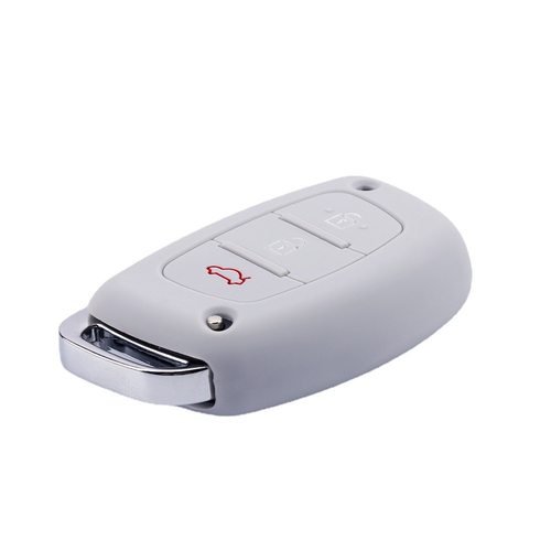 适用现代朗动智能3键硅胶钥匙包胜达锁匙套悦动悦纳遥控器保护套