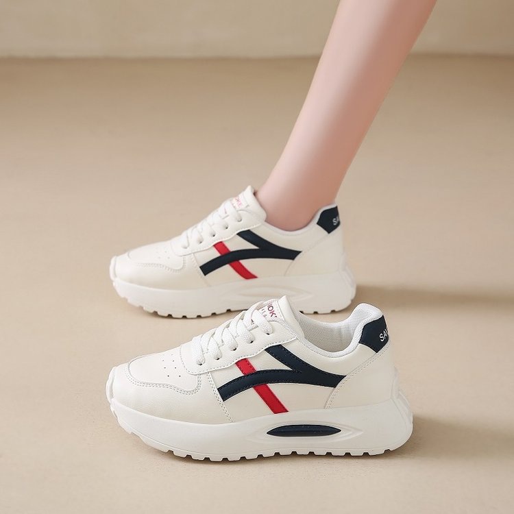 时尚百搭软底运动板鞋女2025秋季新款百搭小白鞋厚底老爹休闲鞋子