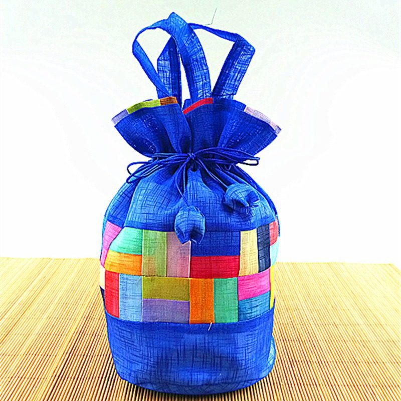 韩式彩条福袋子长白山延边旅游纪念礼品竹节纱料包手拎袋