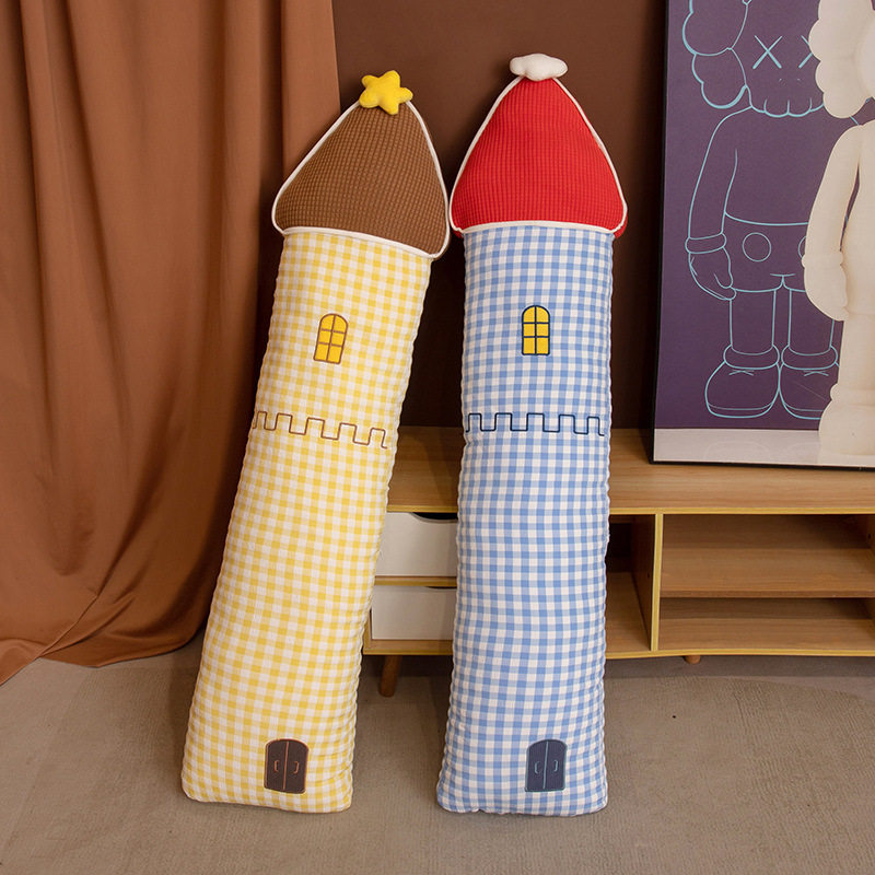 卡通睡觉长条抱枕女生格子靠枕孕妇侧睡抱枕含芯夹腿神器卧室批发