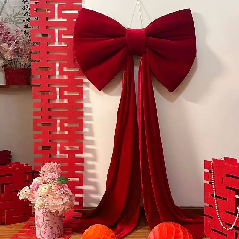 新款结婚装饰超大红绒蝴蝶结挂饰婚宴场景布置路引婚房布置背景墙,节庆用品/礼品,婚房装扮用品,淘宝优惠券,粉丝福利购,淘宝优惠卷