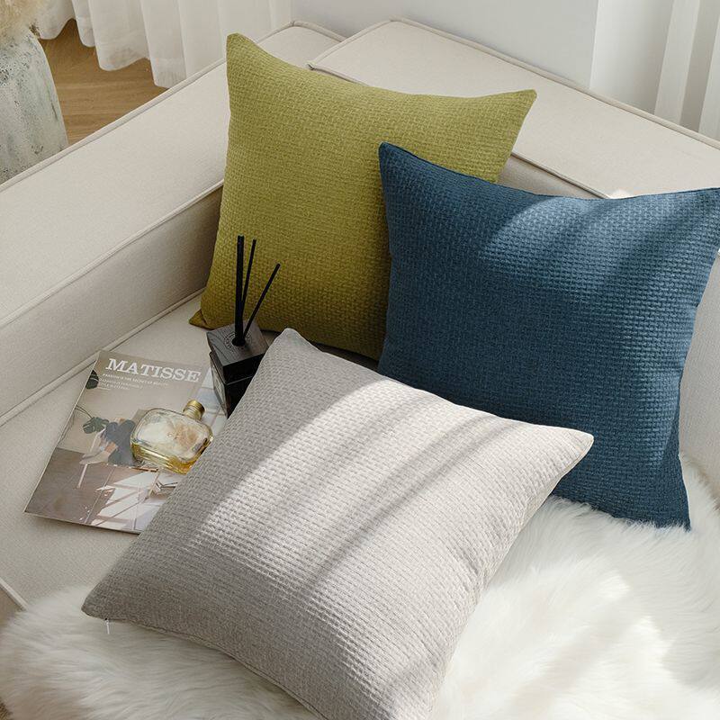 宅寂风藤编纹棉麻风抱枕套靠垫简约沙发客厅大靠枕头正方形橙色批