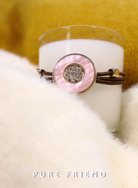 PureFriend金币琥珀花纹质感轻奢水钻上班气质发圈皮筋头绳头饰品