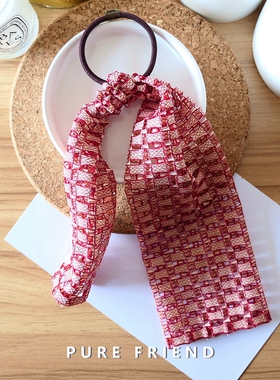 PUREFRIEND蕾丝飘带柔软布艺高档镂空蝴蝶结仙女发圈皮筋发饰发绳