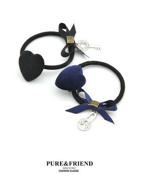 满58包邮】PureFriend 心锁 小巧百搭蝴蝶结皮筋头绳发绳发圈头饰
