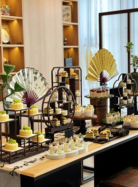 中秋中式端午摆台茶歇甜品台展示架婚宴寿宴开业国风摆台蛋糕架