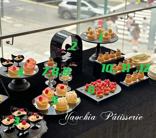 法式甜品台蛋糕展示架欧式下午茶点心托盘婚礼冷餐摆件黑色