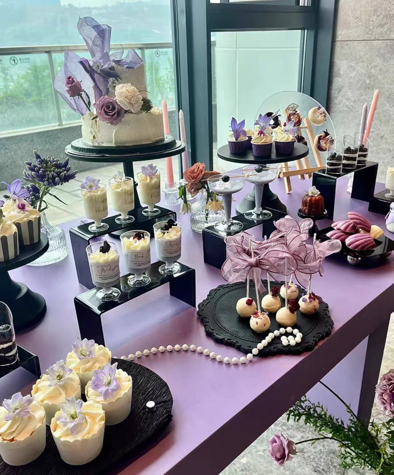 黑色甜品台展示架摆台摆件茶歇开业店庆年庆甜品台展示架摆台