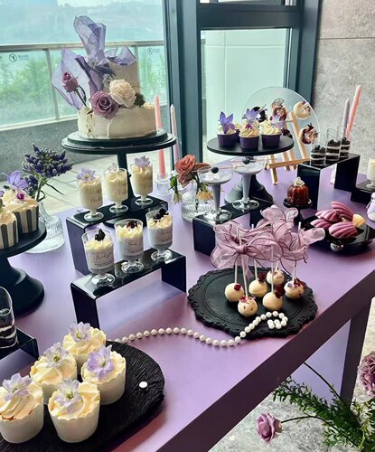 黑色甜品台展示架摆台摆件茶歇开业店庆年庆甜品台展示架摆台