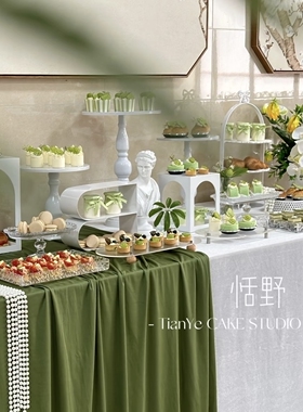 白色铁艺甜品台展示架摆台摆件茶歇甜品台展示架订婚宴开业托盘