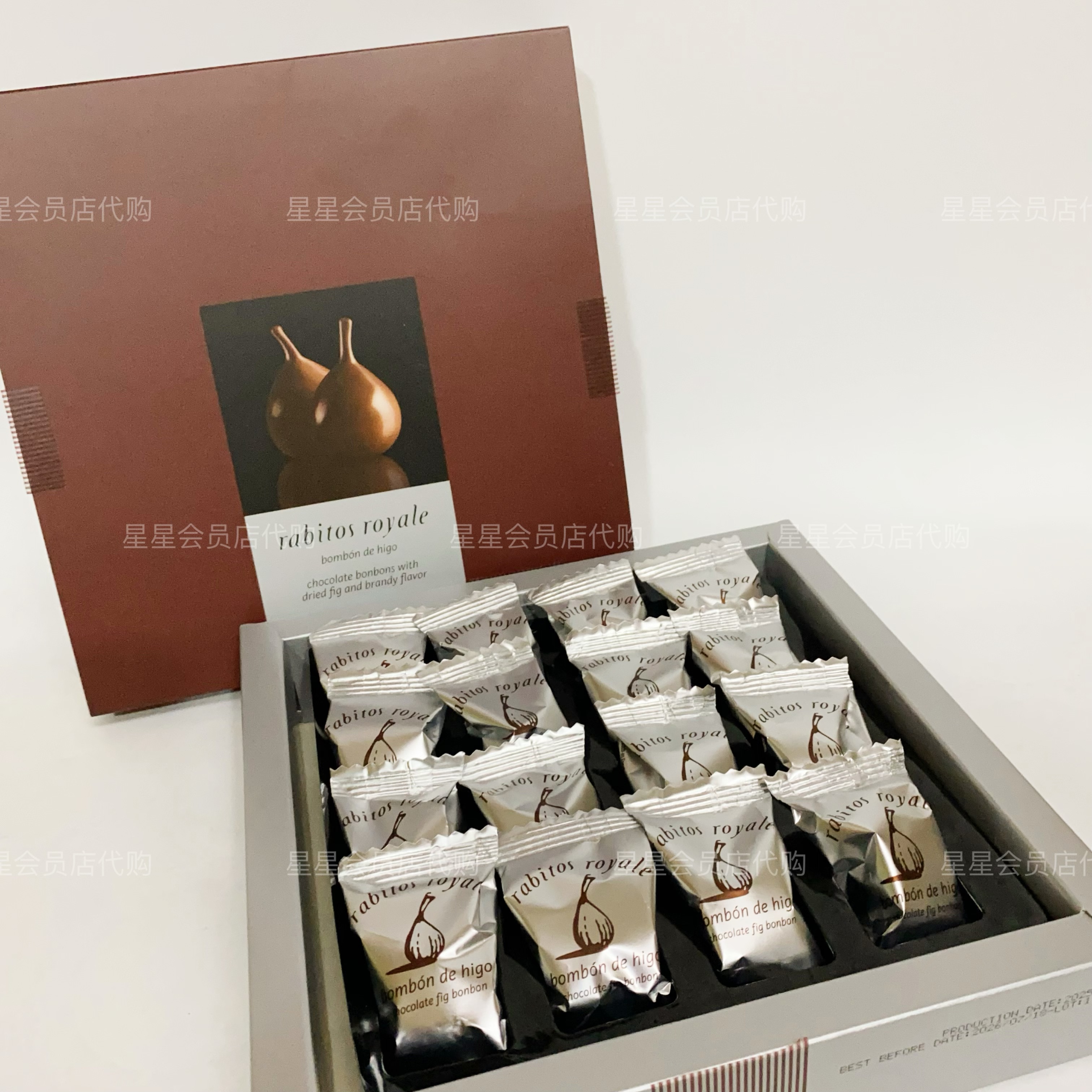 【山姆代购零食】西班牙进口无花果巧克力制品白兰地风味独立包装