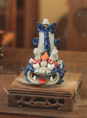 招财龙鱼倒流香炉摆件个性礼物