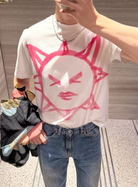 Legacy风格 25SS BOX 太阳眯眼涂鸦卡通印花男女纯棉短袖T恤tee潮