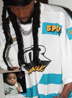 Martine Rose 美式复古blockcore风 贴布廓形V领运动球衣宽松短袖