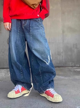 Needles 复古水洗欧美男女装胖胖阔腿裤HD日系灯笼长裤牛仔裤潮流