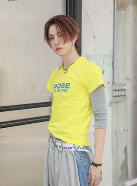 Martine Rose 米色立体字母刺绣帆布百搭磨毛边平滑扣腰带潮配件