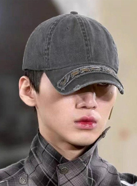 Y/Project 水洗灰磨边做旧破坏刺绣LOGO棒球帽圆顶帽弯檐鸭舌帽潮
