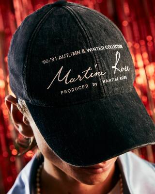 【简约字母】Martine rose黑色复古水洗刺绣字母做旧ins鸭舌帽子