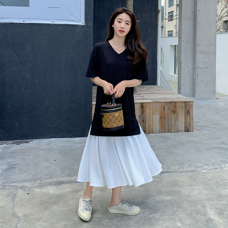 【22】大货已出黑白拼接显瘦连衣裙2052-P90-K138,女装连衣裙,乔安迪