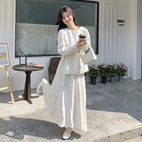 米白色法式肌理感套装裙女2025春秋季新款显瘦上衣半身长裙两件套，女装套装/套裙，乔安迪