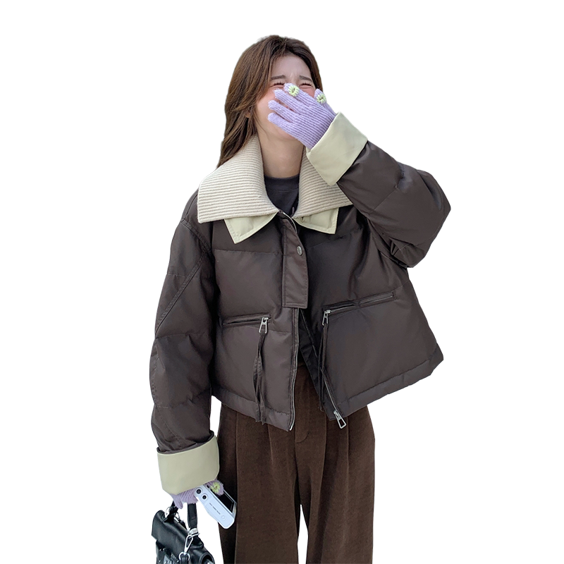 【已备货】126-9098款P245K368咖色蛋白皮双领白鸭绒羽绒服50绒,女装羽绒服,乔安迪